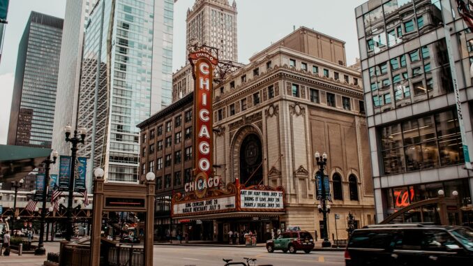 Das Chicago Theatre im Norden der Innenstadt von Chicago