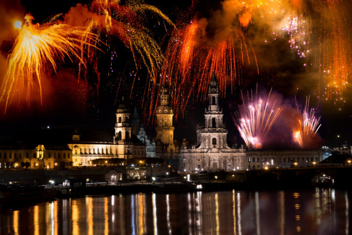 Feuerwerk an Silvester in Dresden